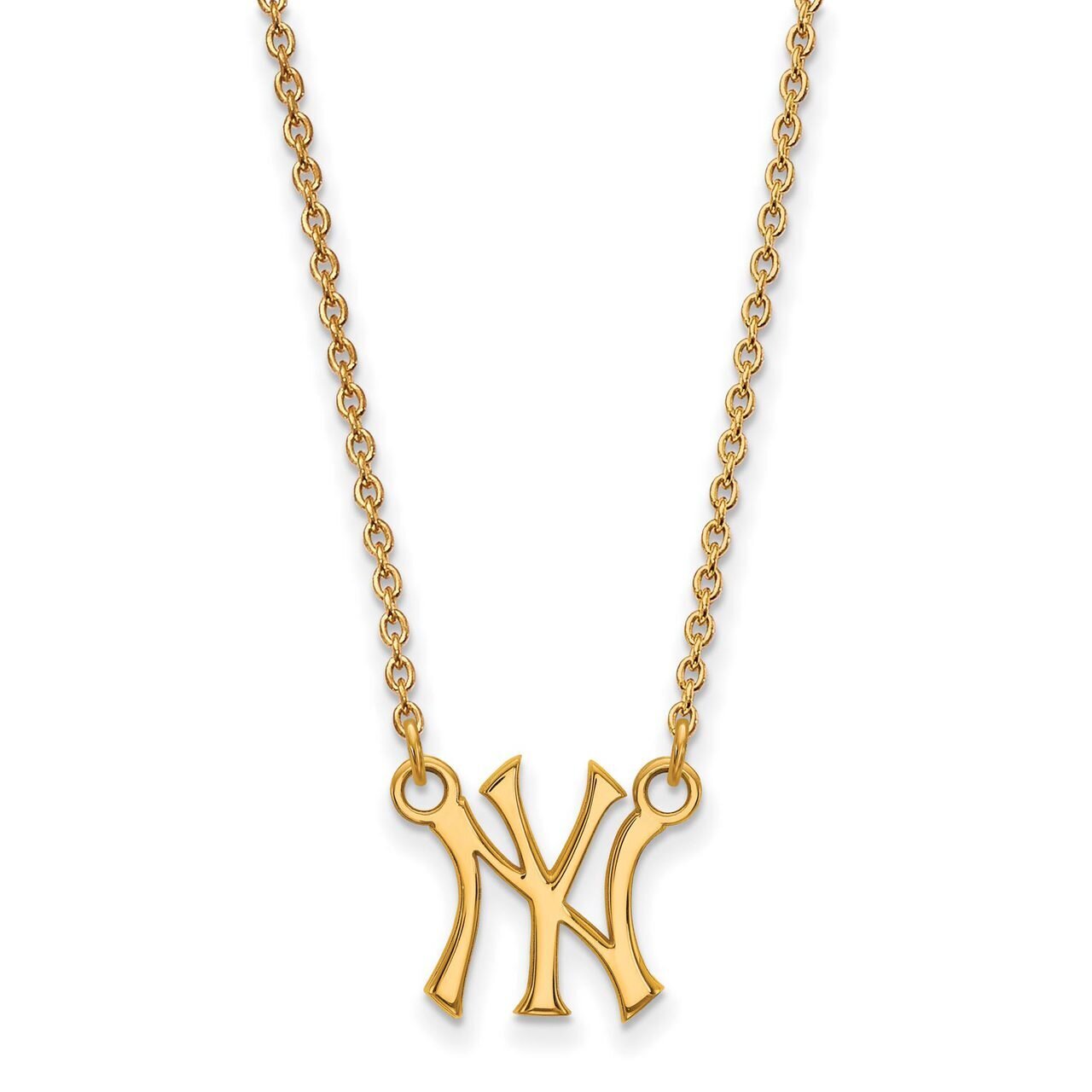 New York Yankees Small Pendant with Chain Necklace Gold-plated Silver GP015YAN-18, MPN: GP015YAN-18…