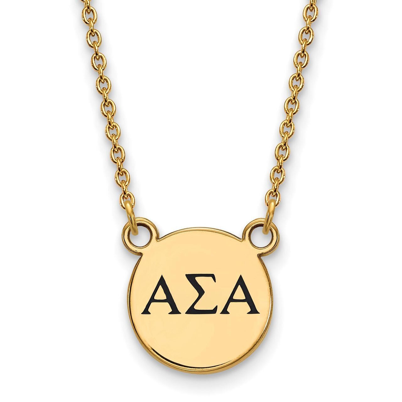 Alpha Sigma Alpha Extra Small Enameled Pendant with 18 Inch Chain Gold-plated Silver GP016ASI-18, M…