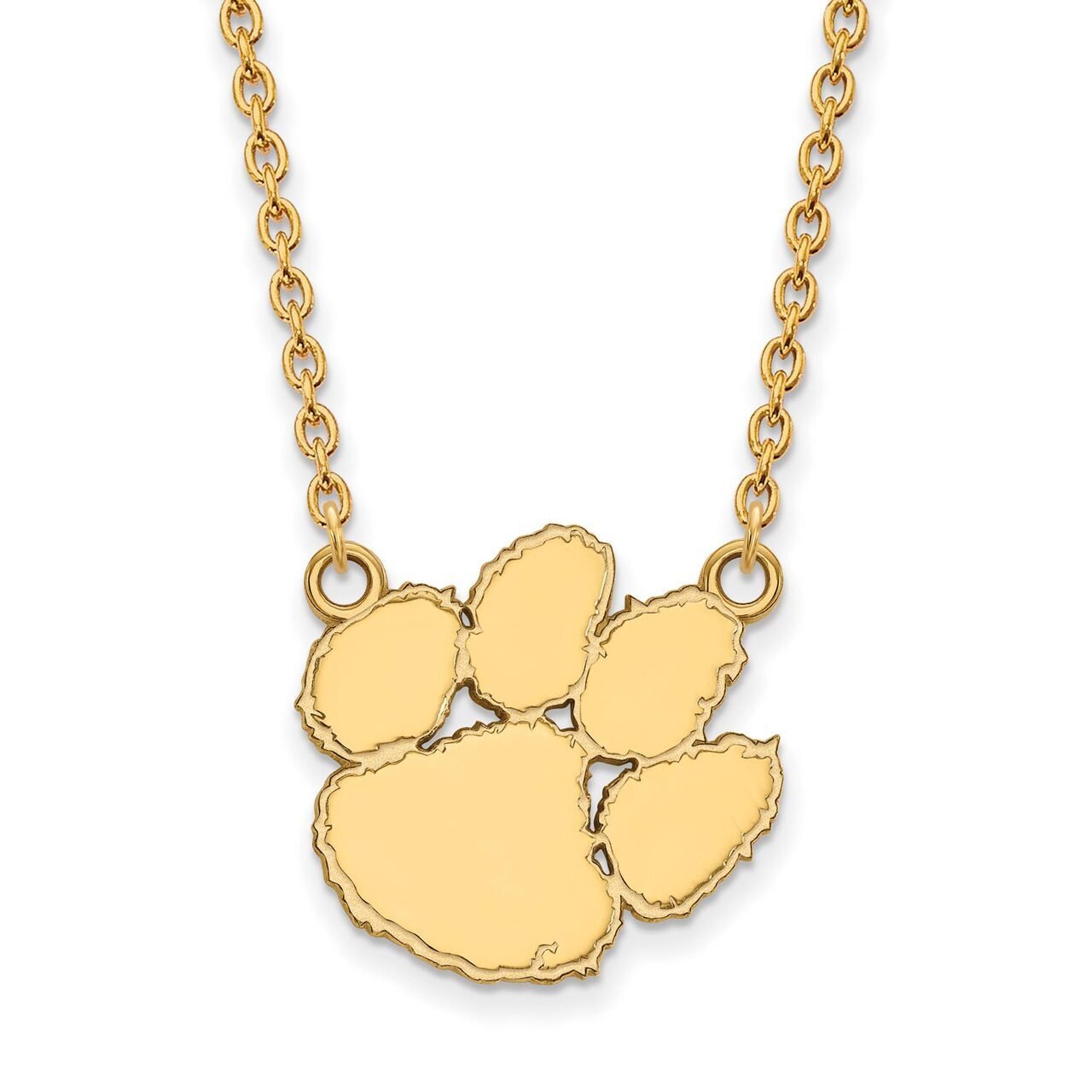 Clemson University Large Pendant with Chain Necklace Gold-plated Silver GP016CU-18