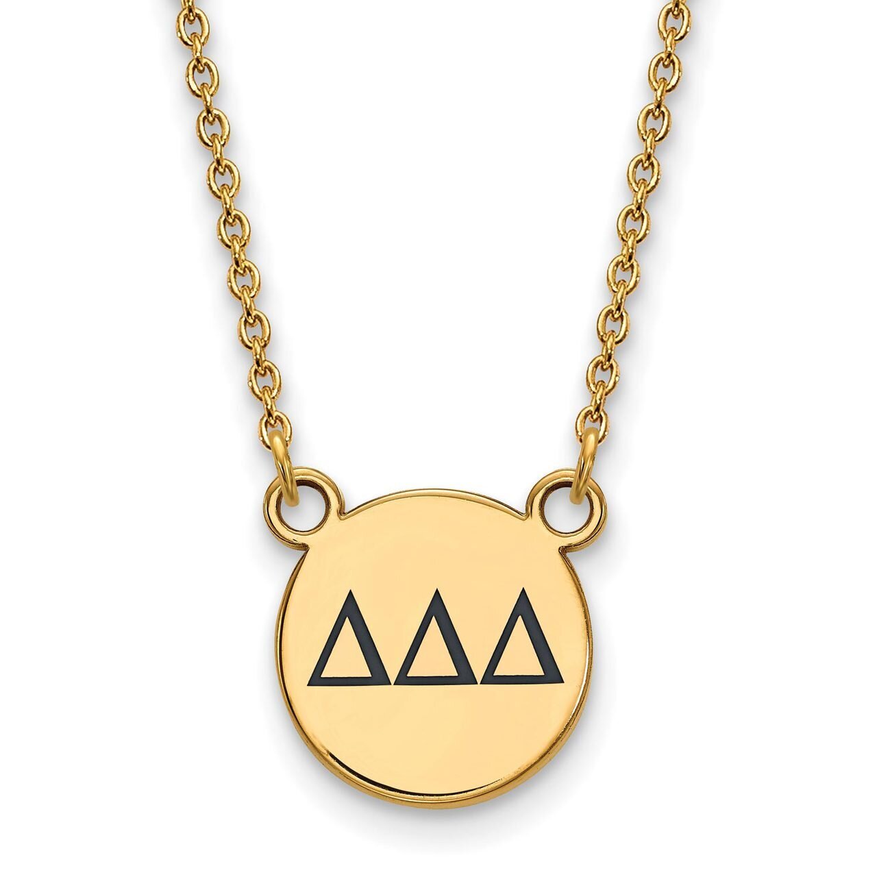 Delta Delta Delta Extra Small Enameled Pendant with 18 Inch Chain Gold-plated Silver GP016DDD-18, M…