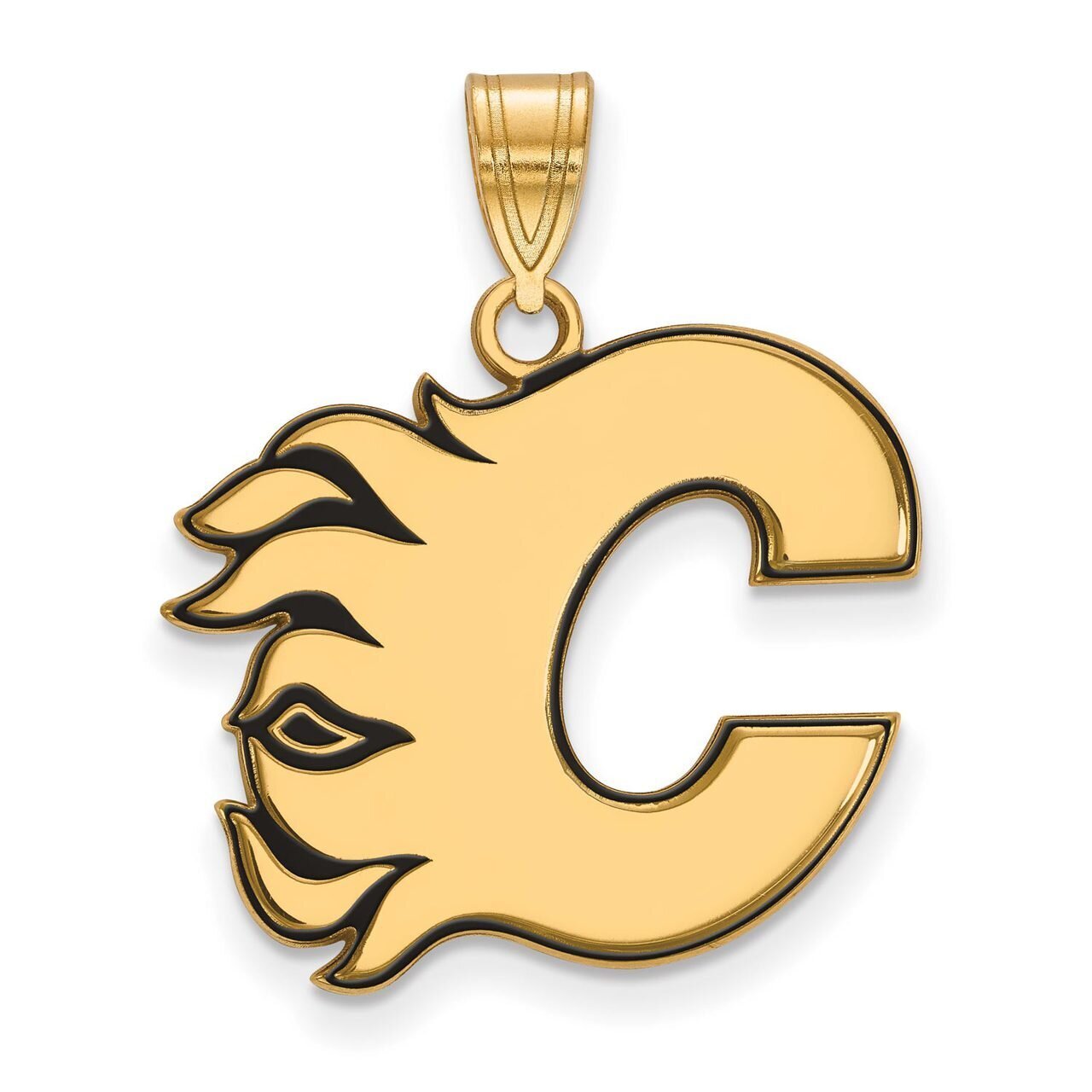 Calgary Flames Large Enamel Pendant Gold-plated Silver GP016FLA, MPN: GP016FLA, 886774743479