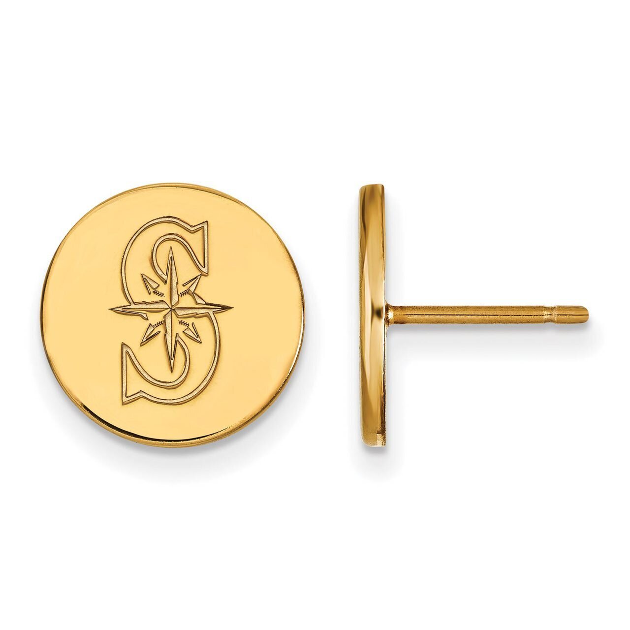 Seattle Mariners Small Disc Earring Gold-plated Silver GP016MRN