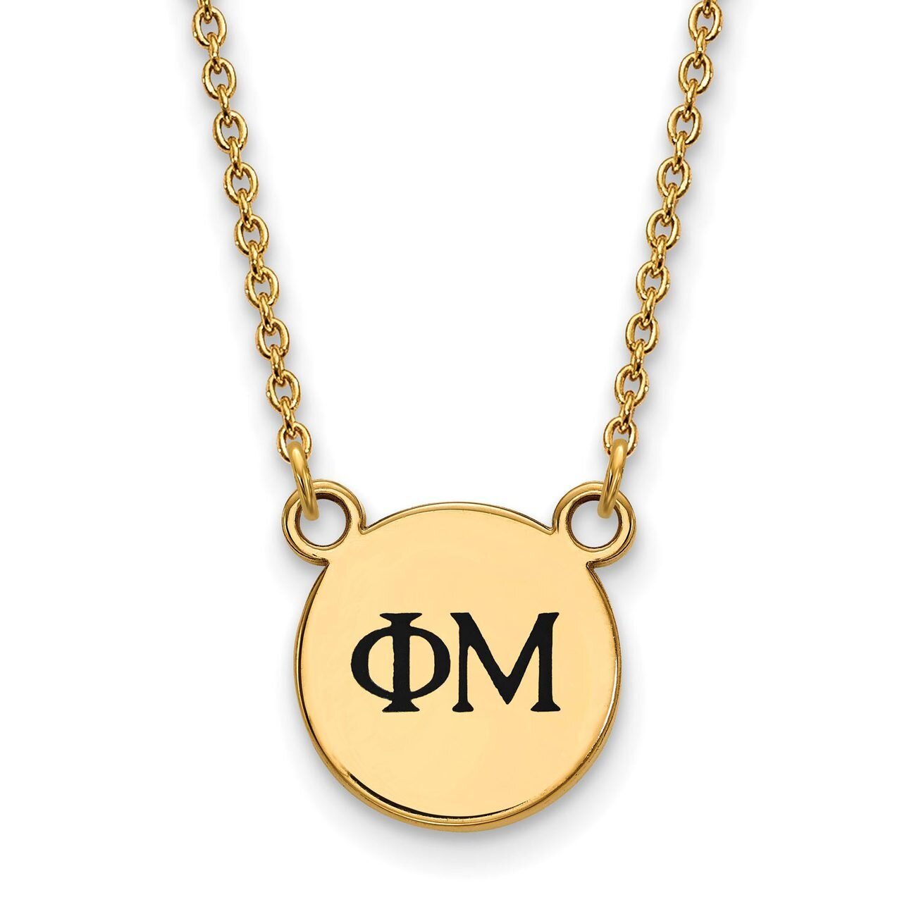 Phi Mu Extra Small Enameled Pendant with 18 Inch Chain Gold-plated Silver GP016PHM-18, MPN: GP016PH…