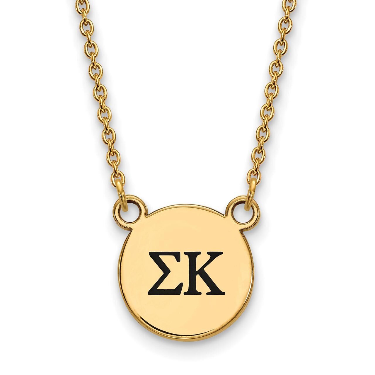 Sigma Kappa Extra Small Enameled Pendant with 18 Inch Chain Gold-plated Silver GP016SKP-18, MPN: GP…