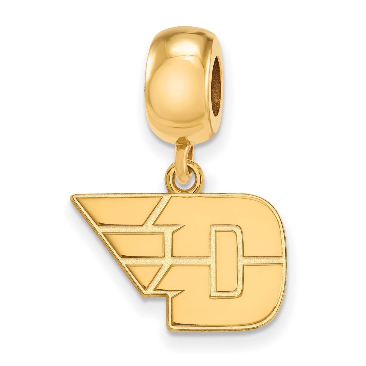 University of Dayton Bead Charm Small Dangle Gold-plated Silver GP016UD
