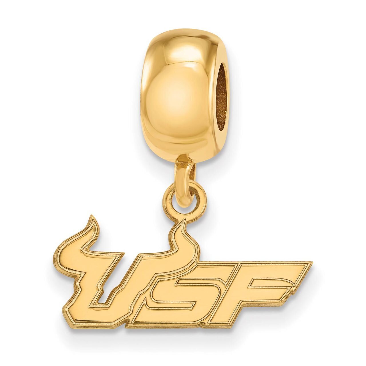 University of South Florida Bead Charm Small Dangle Gold-plated Silver GP016USFL, MPN: GP016USFL, 8…