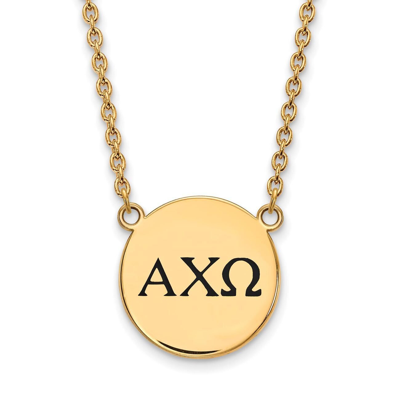 Alpha Chi Omega Small Enameled Pendant with 18 Inch Chain Gold-plated Silver GP017ACO-18, MPN: GP01…