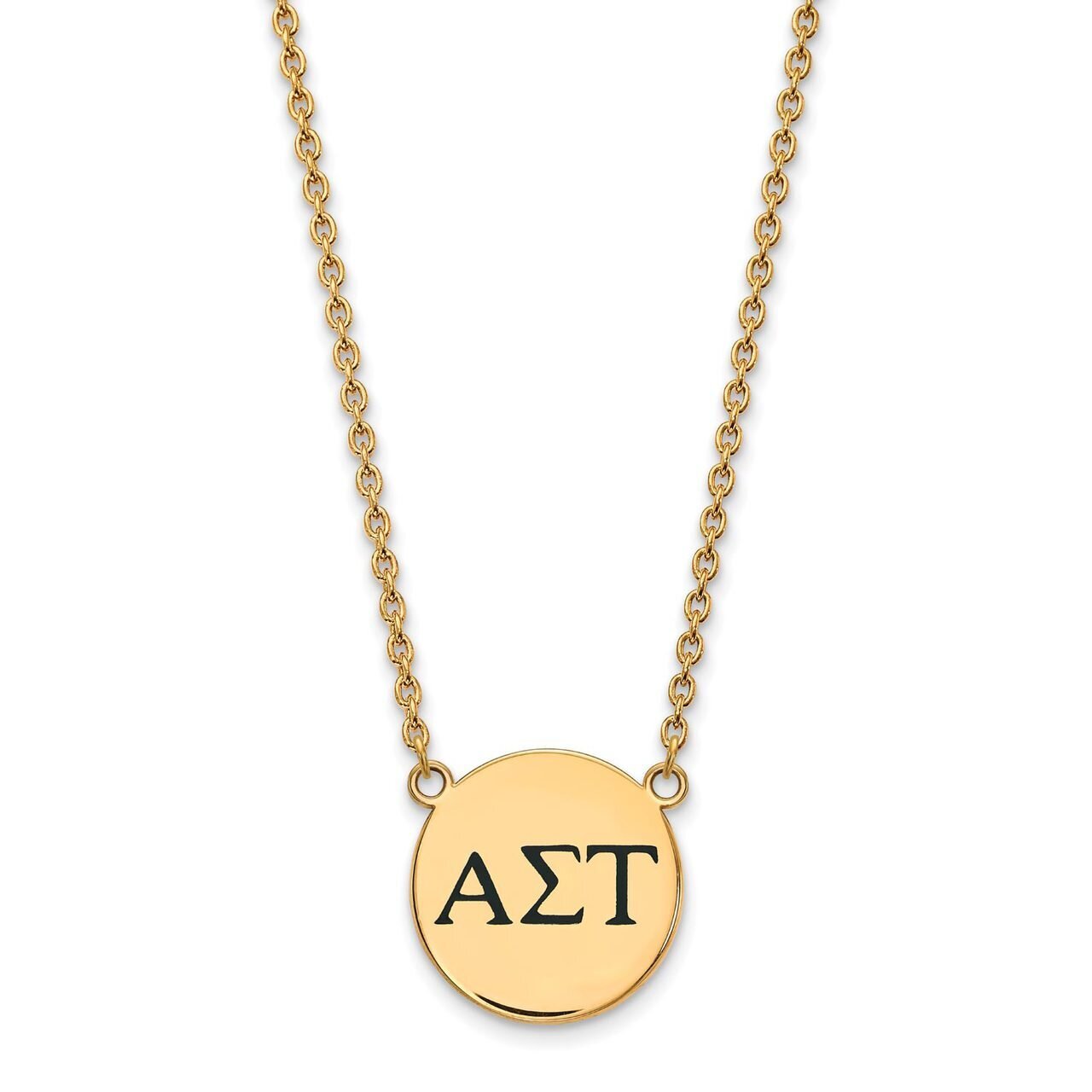Alpha Sigma Tau Small Enameled Pendant with 18 Inch Chain Gold-plated Silver GP017ALS-18, MPN: GP01…