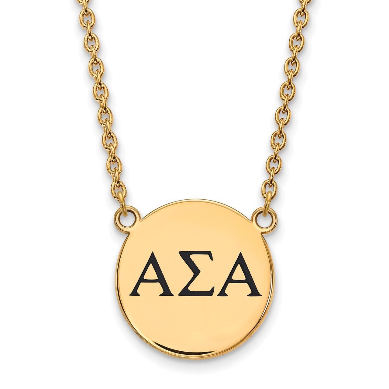Alpha Sigma Alpha Small Enameled Pendant with 18 Inch Chain Gold-plated Silver GP017ASI-18, MPN: GP…