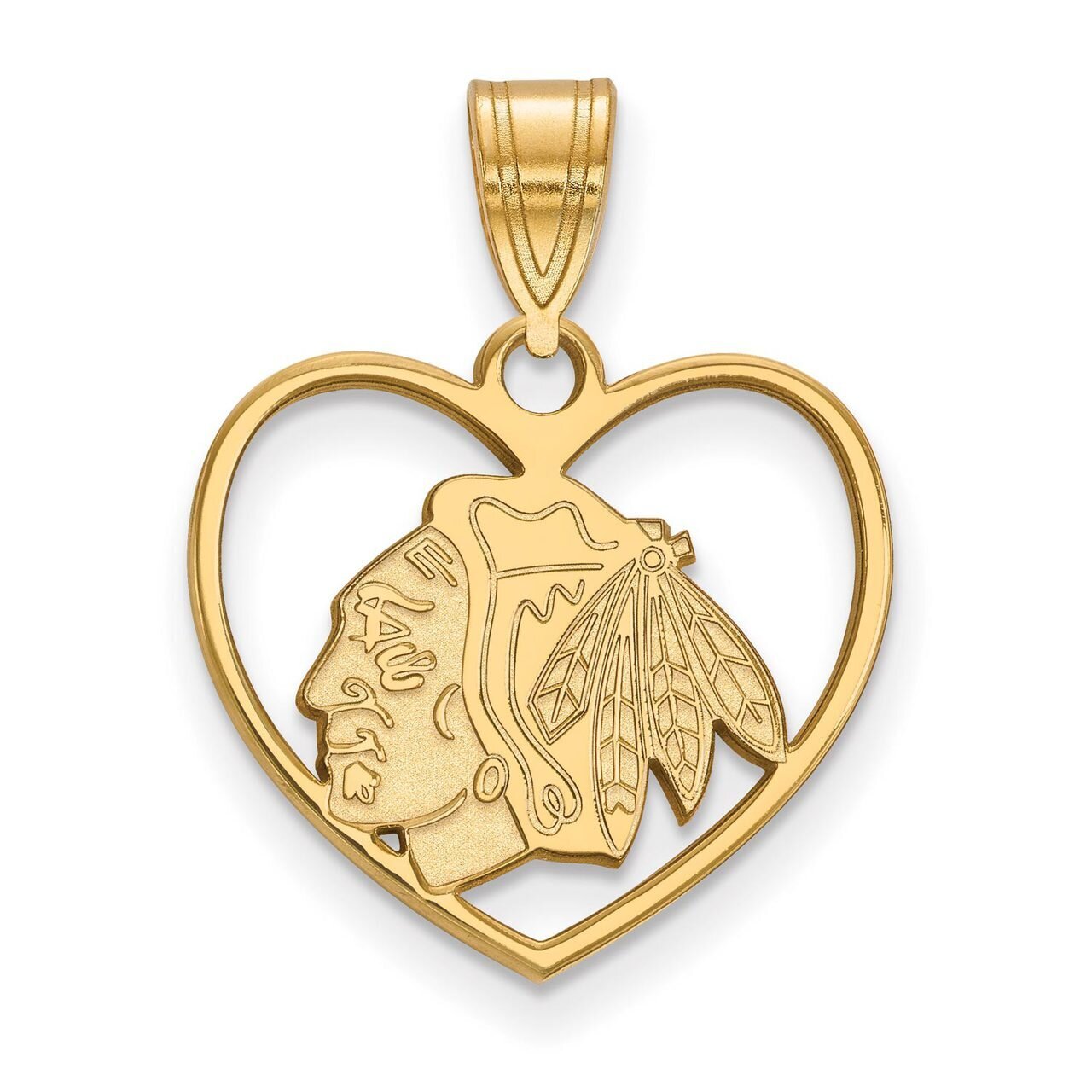 Chicago Blackhawks Pendant in Heart Gold-plated Silver GP017BLA