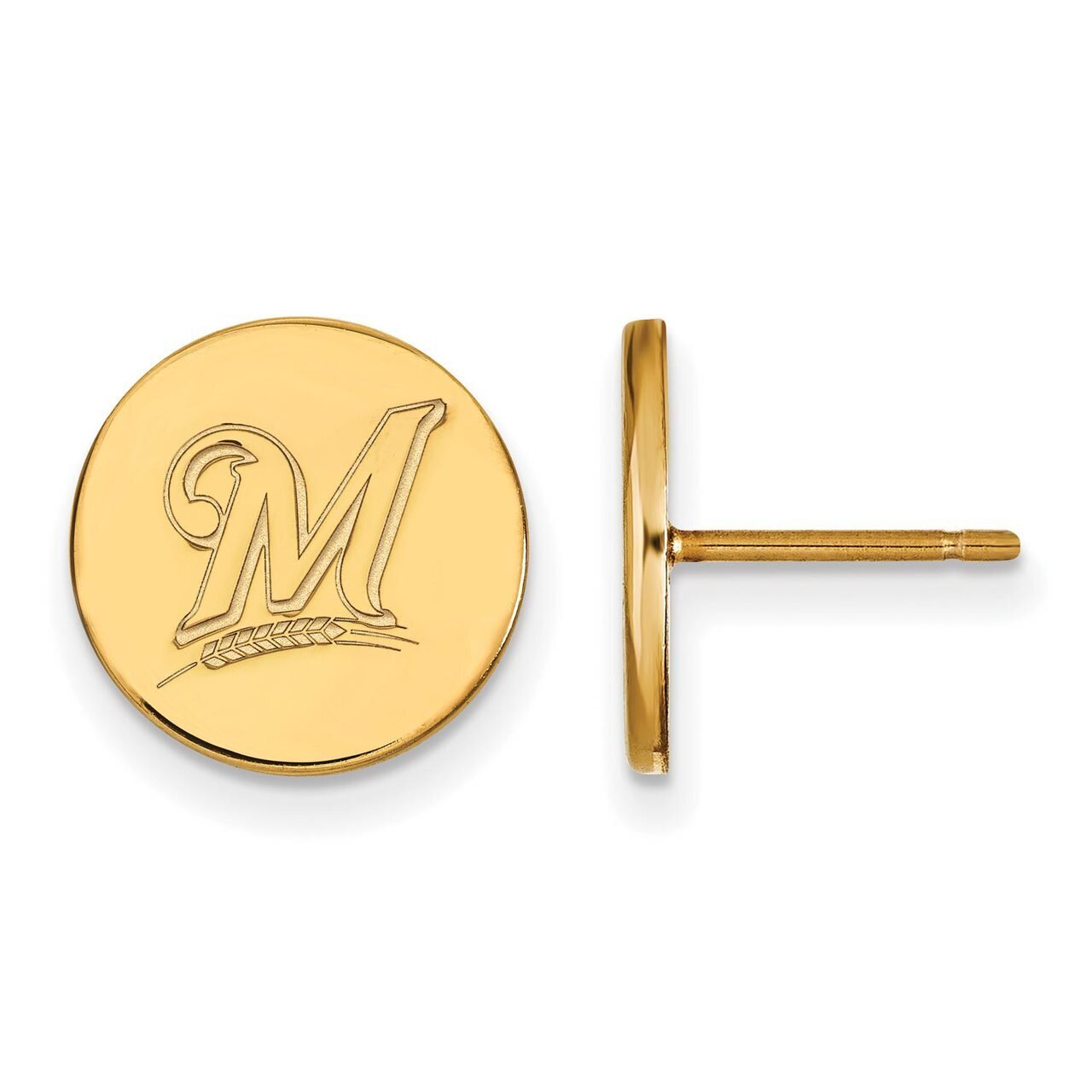 Milwaukee Brewers Small Disc Earring Gold-plated Silver GP017BRE, MPN: GP017BRE, 886774920740