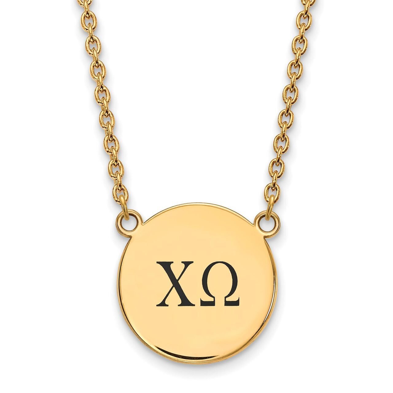 Chi Omega Small Enameled Pendant with 18 Inch Chain Gold-plated Silver GP017CHO-18, MPN: GP017CHO-1…