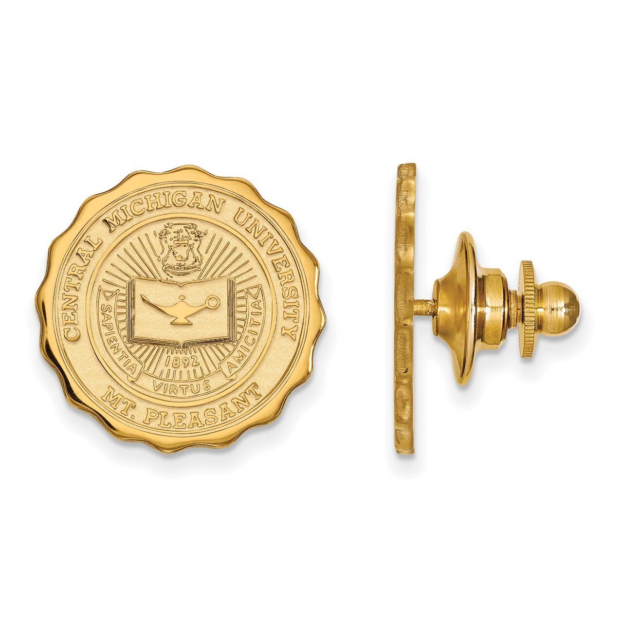 Central Michigan University Crest Lapel Pin Gold-plated Silver GP017CMU