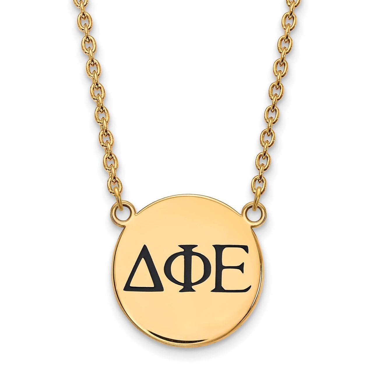 Delta Phi Epsilon Small Enameled Pendant with 18 Inch Chain Gold-plated Silver GP017DPH-18, MPN: GP…