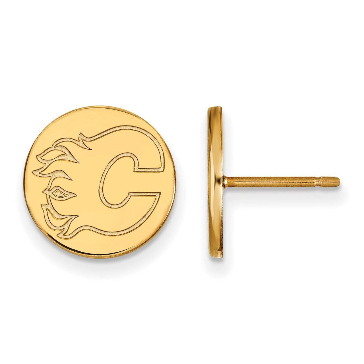 Calgary Flames Small Disc Earring Gold-plated Silver GP017FLA