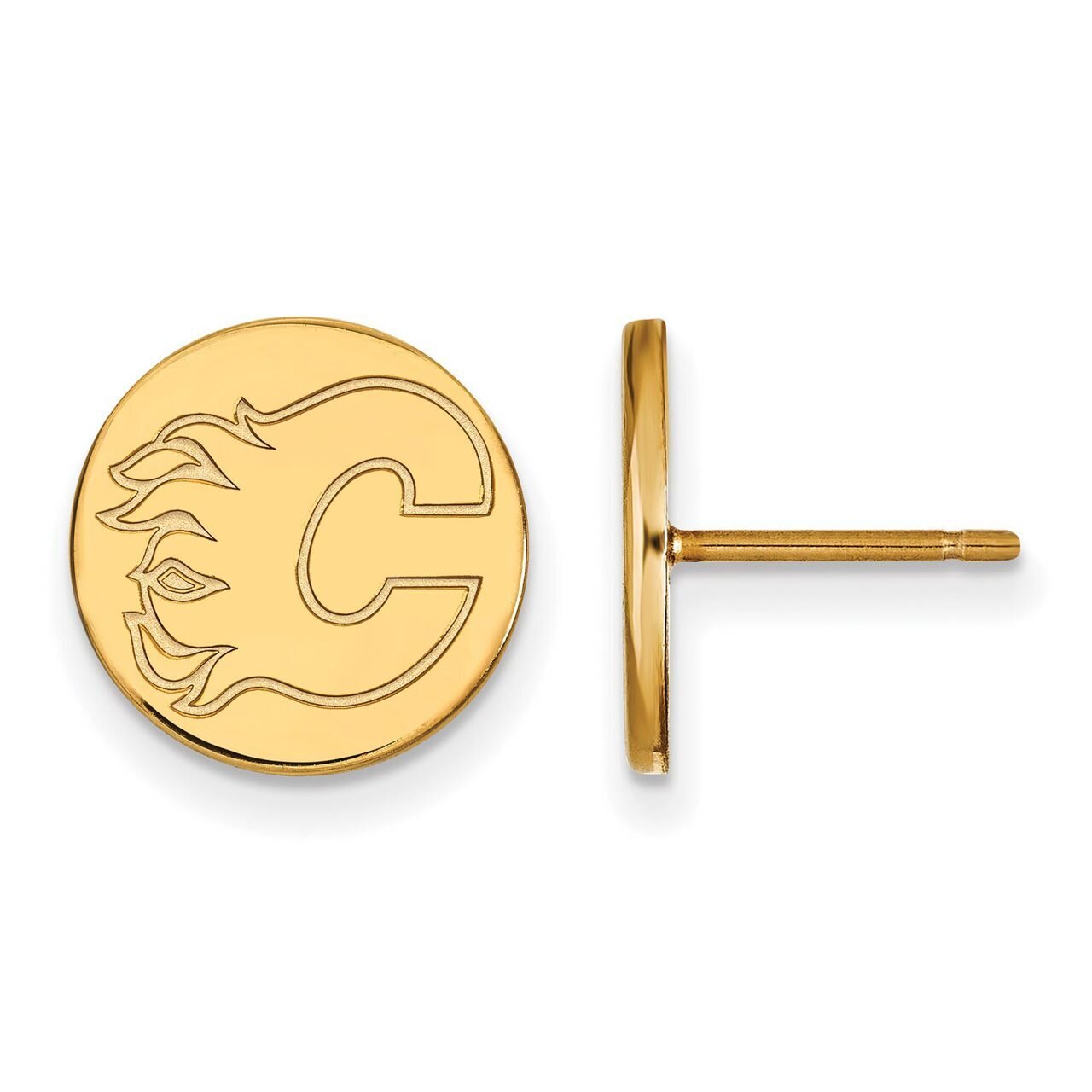 Calgary Flames Small Disc Earring Gold-plated Silver GP017FLA, MPN: GP017FLA, 886774920979