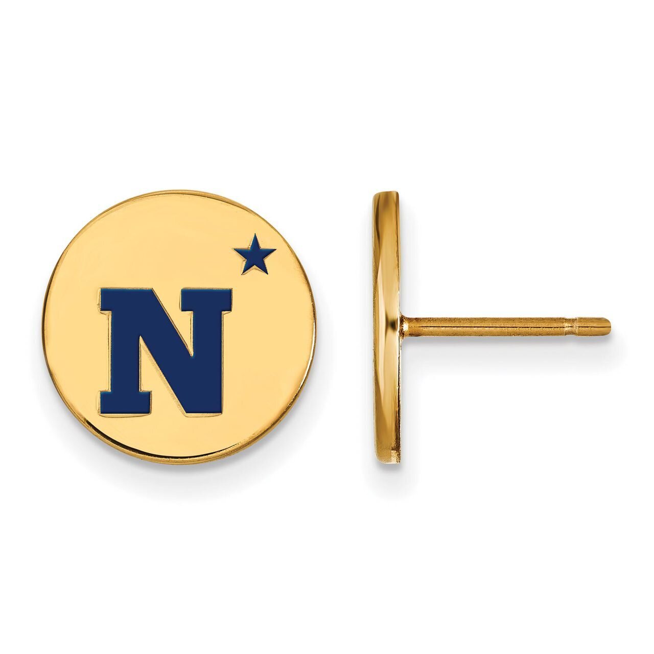 Navy Small Enamel Disc Earring Gold-plated Silver GP017USN