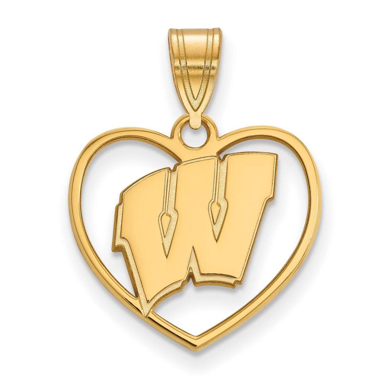 University of Wisconsin Pendant in Heart Gold-plated Silver GP017UWI