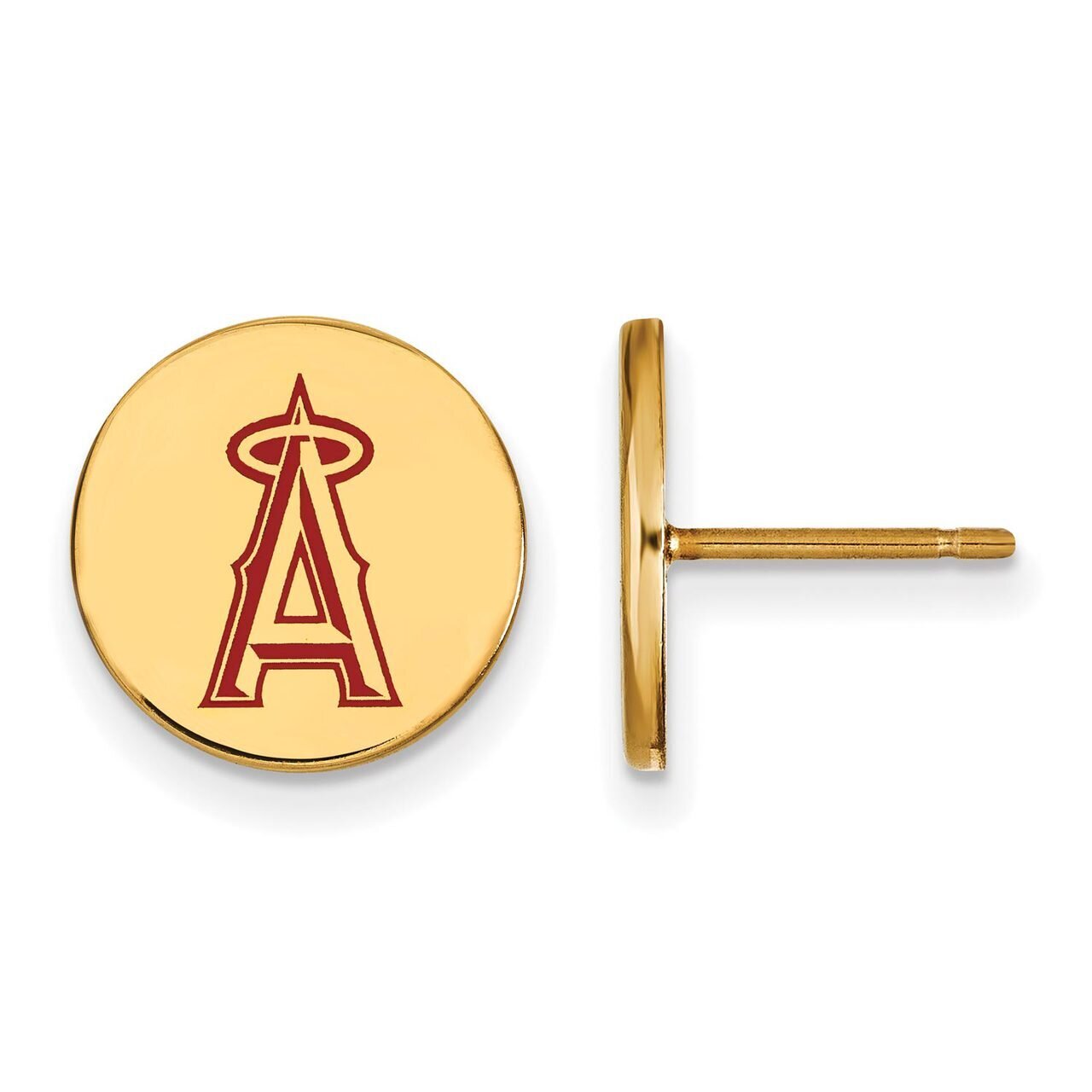 Los Angeles Angels Small Enamel Disc Earring Gold-plated Silver GP018ANG