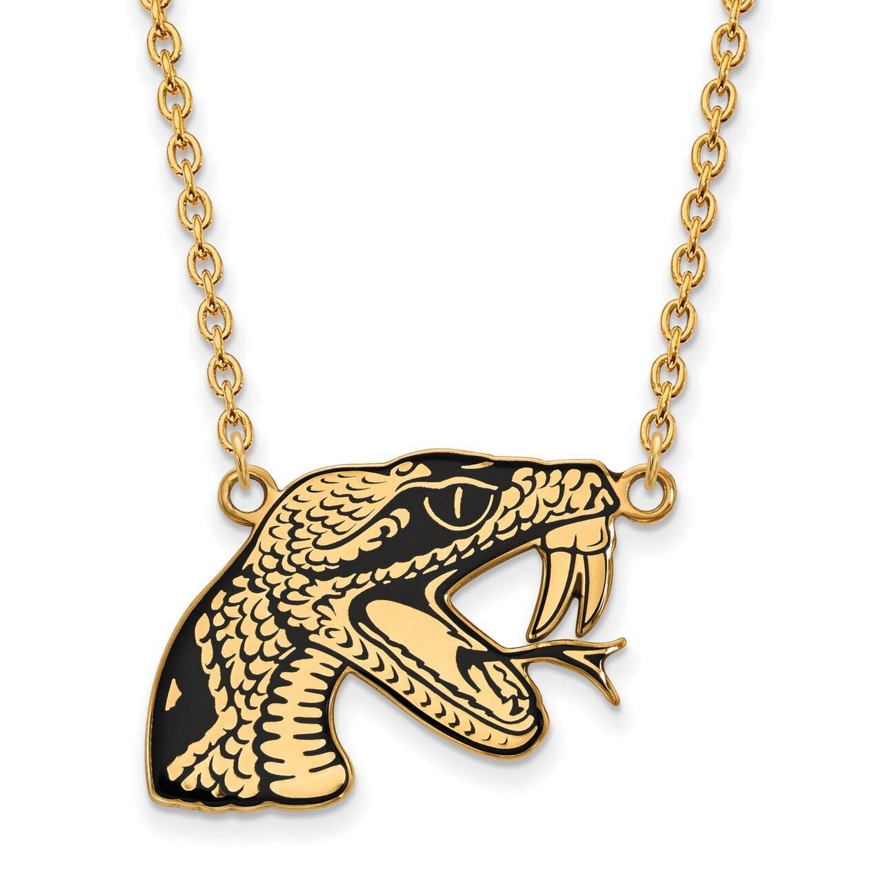 Florida A&M University Large Enamel Pendant with Chain Necklace Gold-plated Silver GP018FAM-18