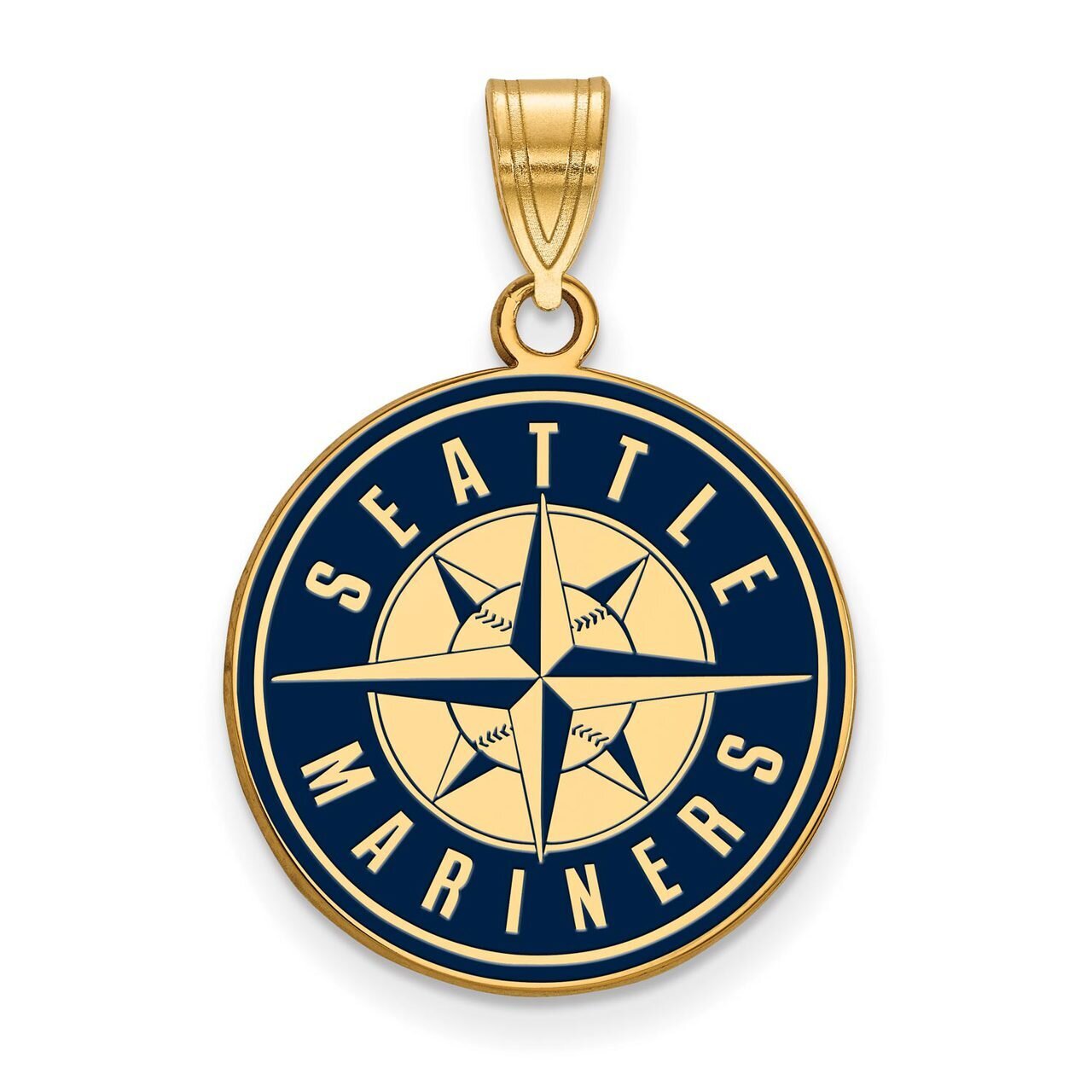Seattle Mariners Large Enamel Pendant Gold-plated Silver GP018MRN, MPN: GP018MRN, 886774922553