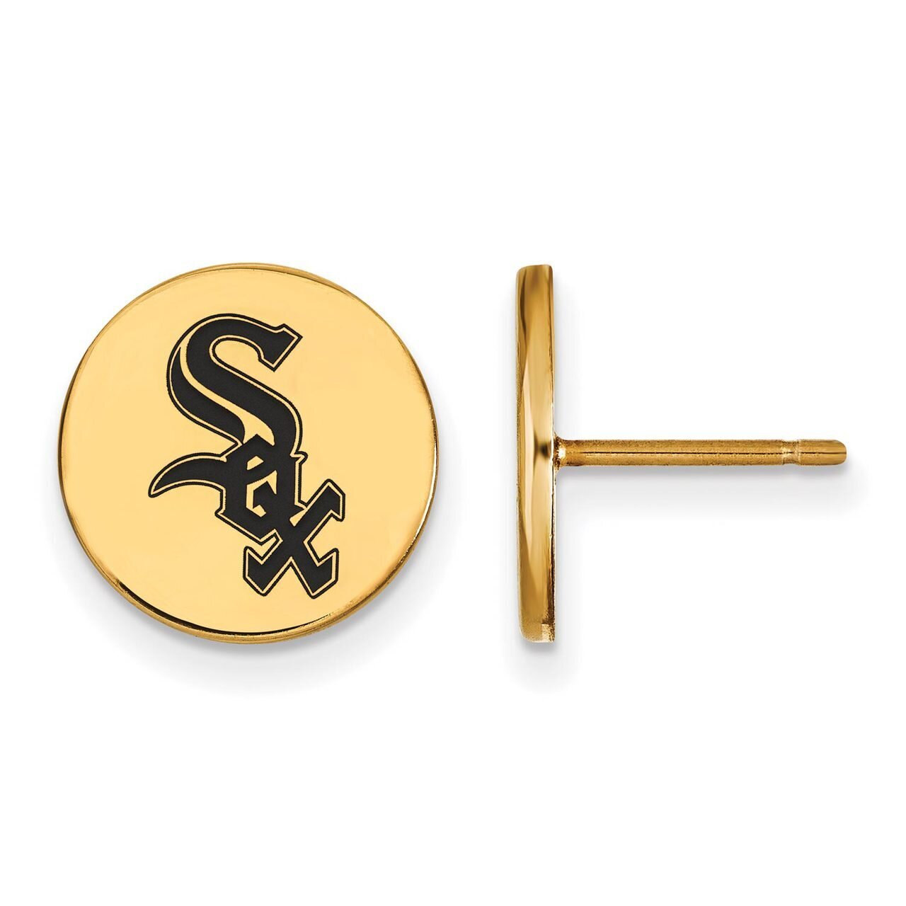 Chicago White Sox Small Enamel Disc Earring Gold-plated Silver GP018WHI