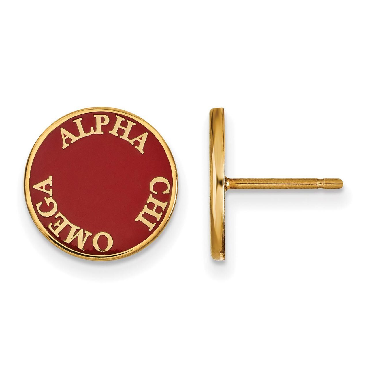 Alpha Chi Omega Enameled Post Earrings Gold-plated Silver GP019ACO, MPN: GP019ACO, 886774923307