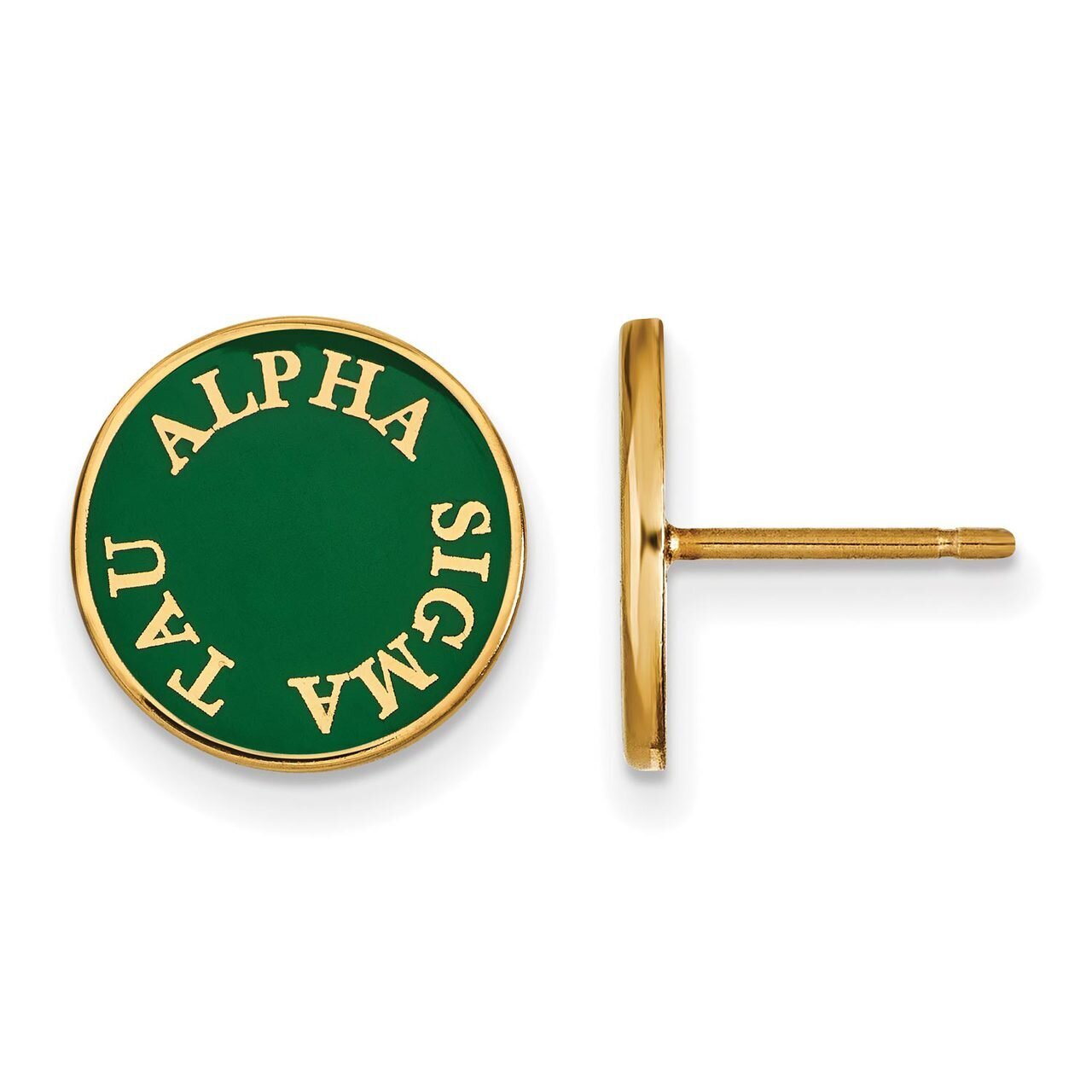 Alpha Sigma Tau Enameled Post Earrings Gold-plated Silver GP019ALS, MPN: GP019ALS, 191101099755