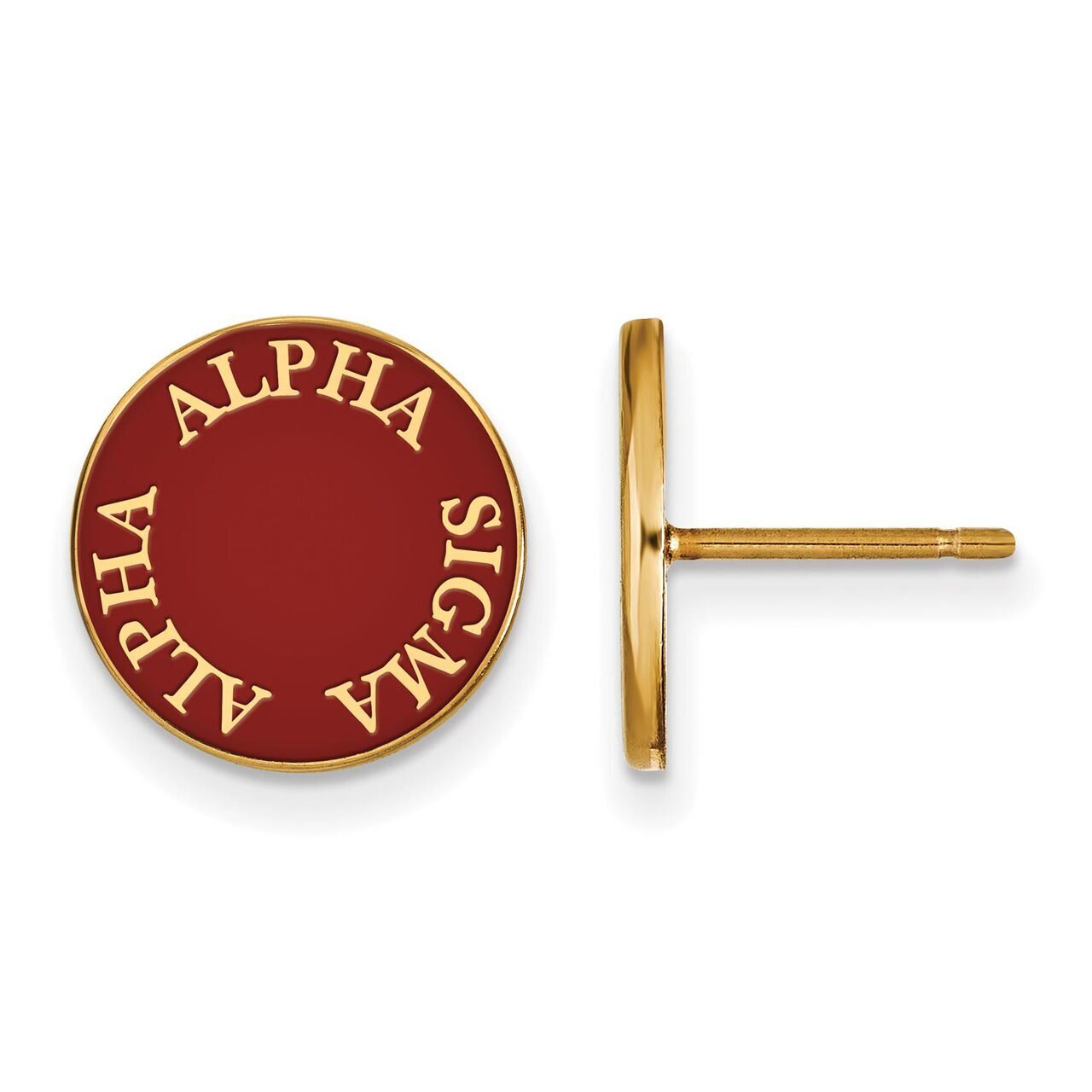 Alpha Sigma Alpha Enameled Post Earrings Gold-plated Silver GP019ASI