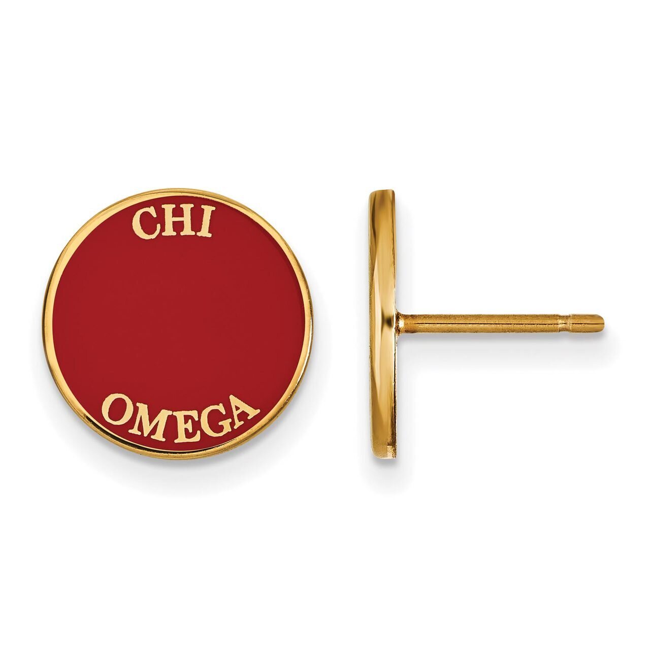 Chi Omega Enameled Post Earrings Gold-plated Silver GP019CHO, MPN: GP019CHO, 886774923475