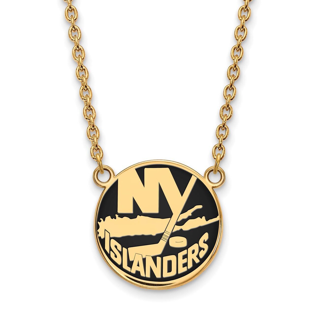 New York Islanders Large Enamel Pendant with Chain Necklace Gold-plated Silver GP019ISL-18, MPN: GP…