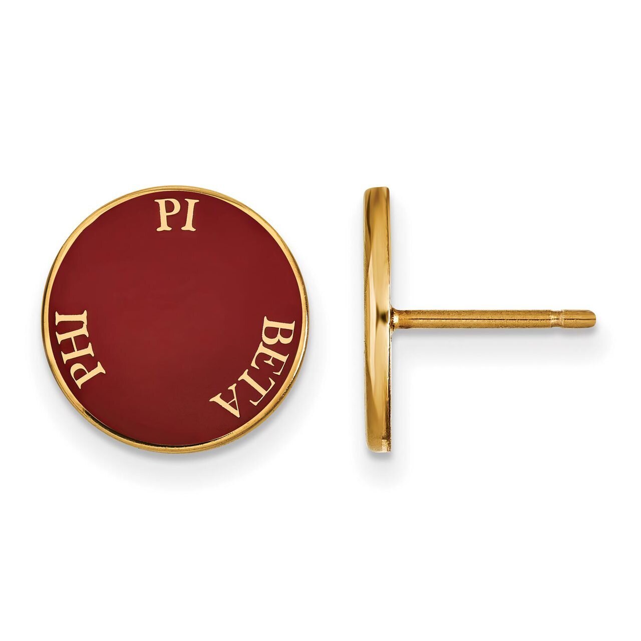 Pi Beta Phi Enameled Post Earrings Gold-plated Silver GP019PBP, MPN: GP019PBP, 886774923871