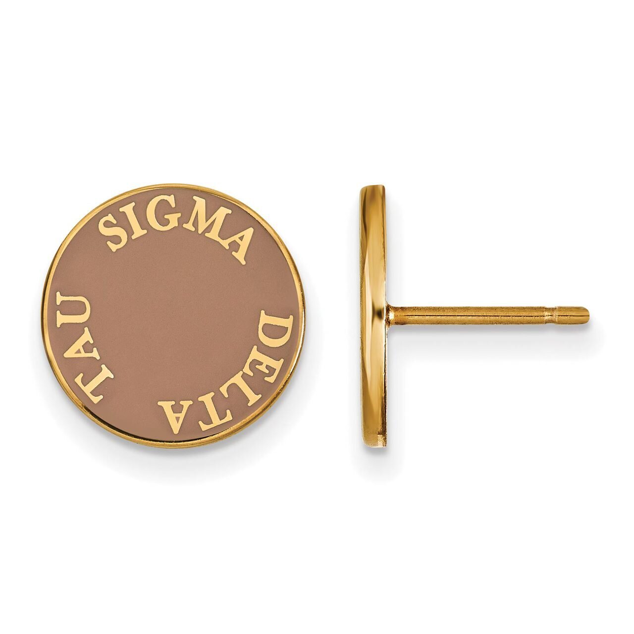 Sigma Delta Tau Enameled Post Earrings Gold-plated Silver GP019SDT