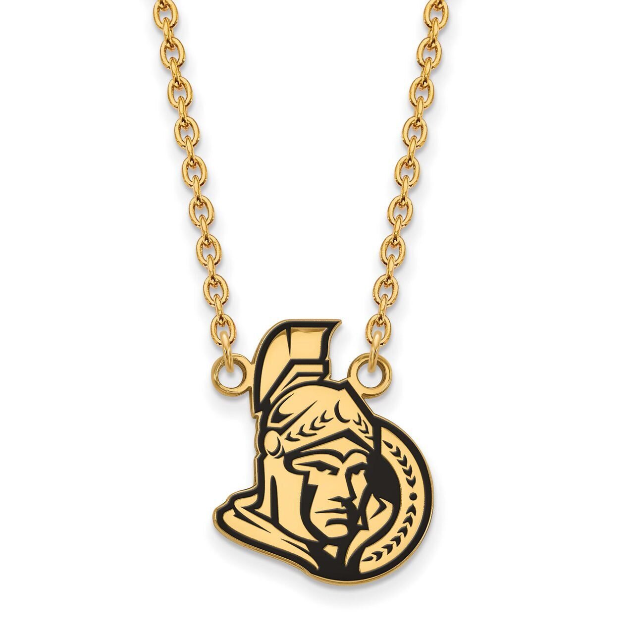 Ottawa Senators Large Enamel Pendant with Chain Necklace Gold-plated Silver GP019SEN-18, MPN: GP019…