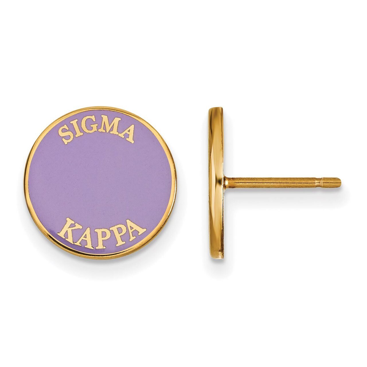 Sigma Kappa Enameled Post Earrings Gold-plated Silver GP019SKP, MPN: GP019SKP, 886774924038
