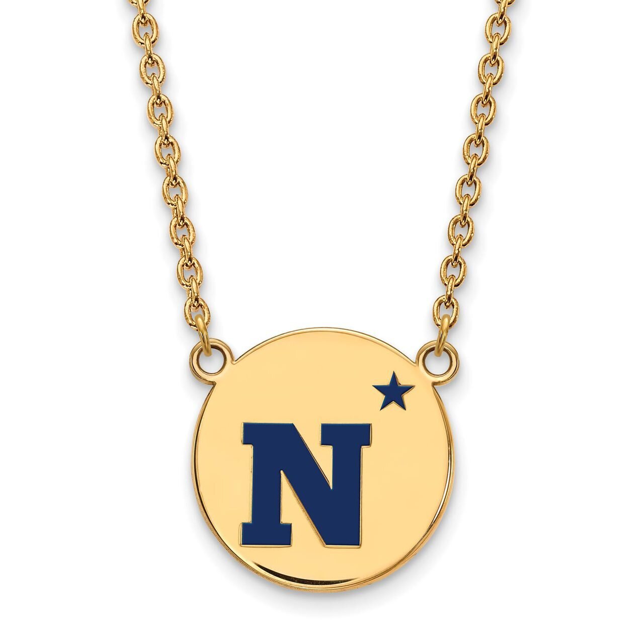 Navy Large Enamel Disc Necklace Gold-plated Silver GP019USN-18