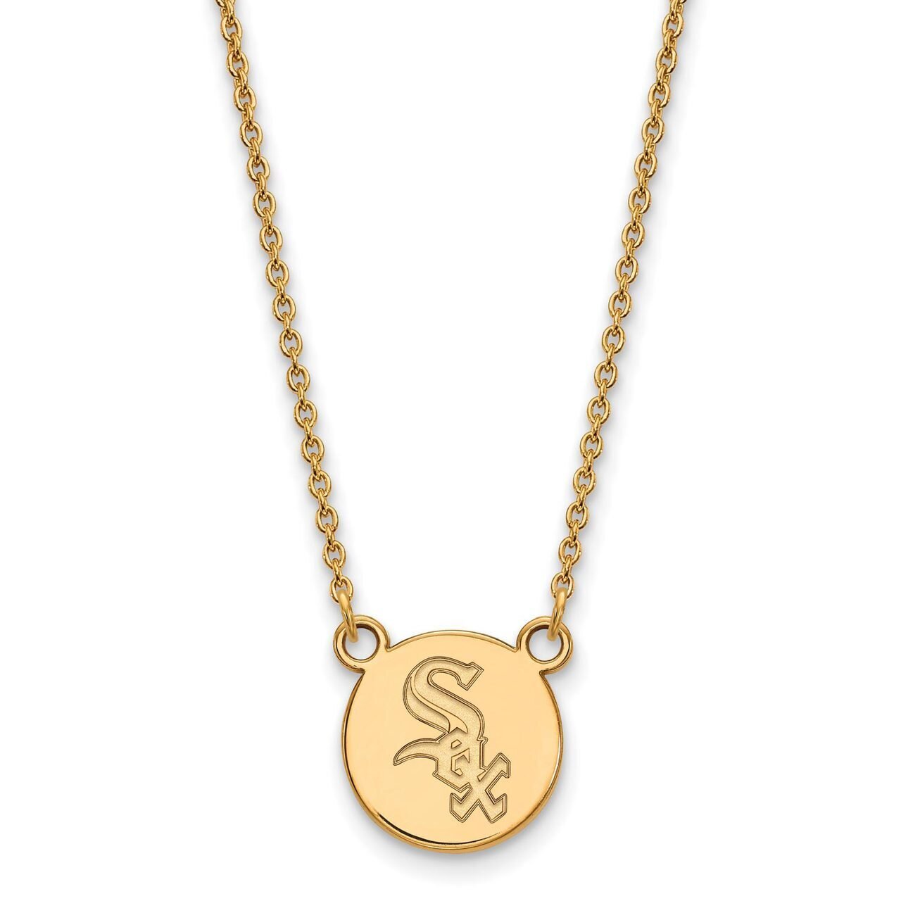 Chicago White Sox Small Disc Necklace Gold-plated Silver GP019WHI-18, MPN: GP019WHI-18, 886774924434