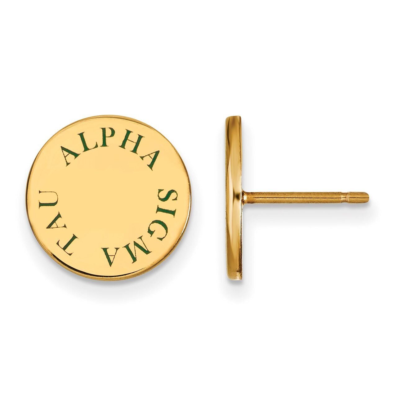 Alpha Sigma Tau Enameled Post Earrings Gold-plated Silver GP020ALS, MPN: GP020ALS, 191101099762