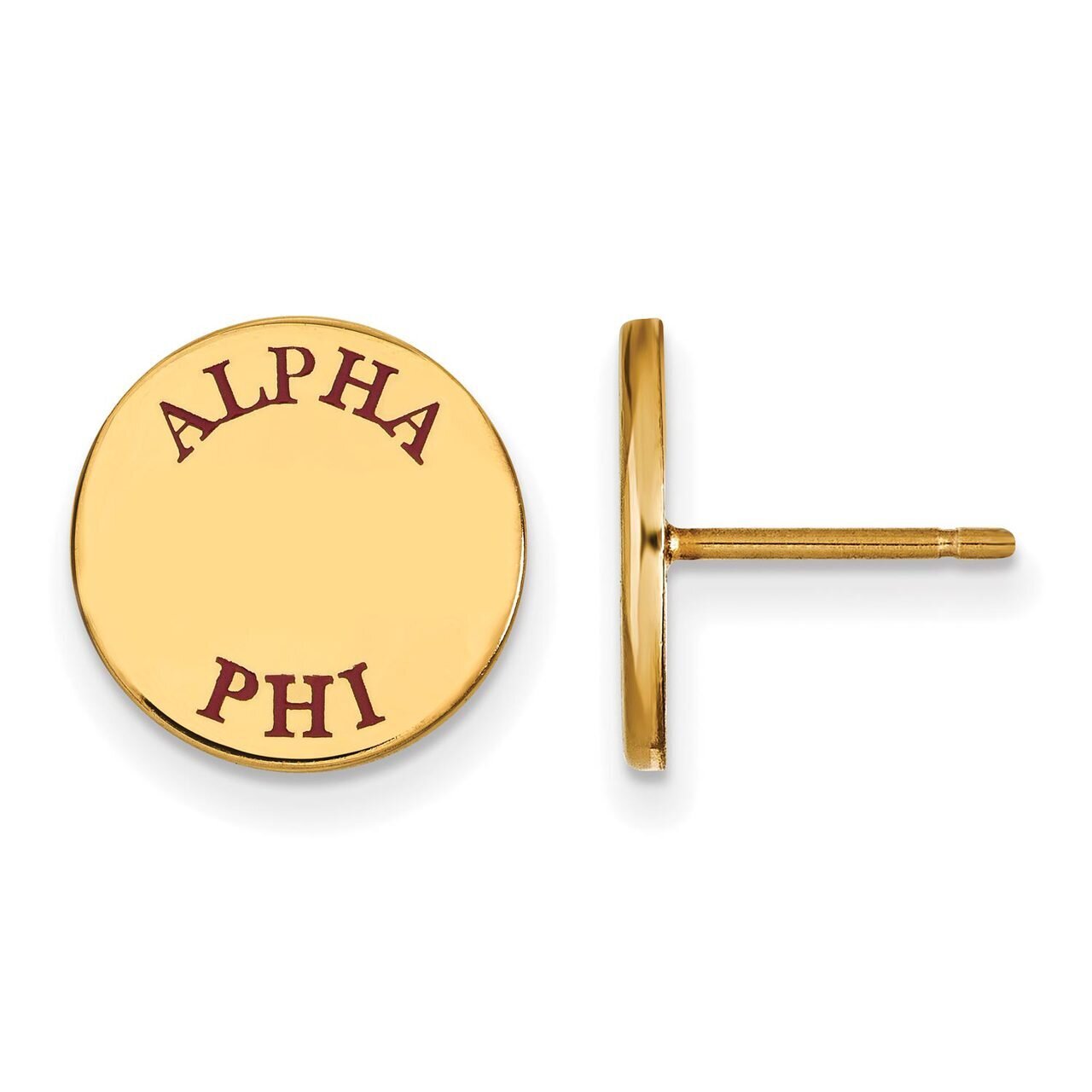 Alpha Phi Enameled Post Earrings Gold-plated Silver GP020APH, MPN: GP020APH, 191101099007