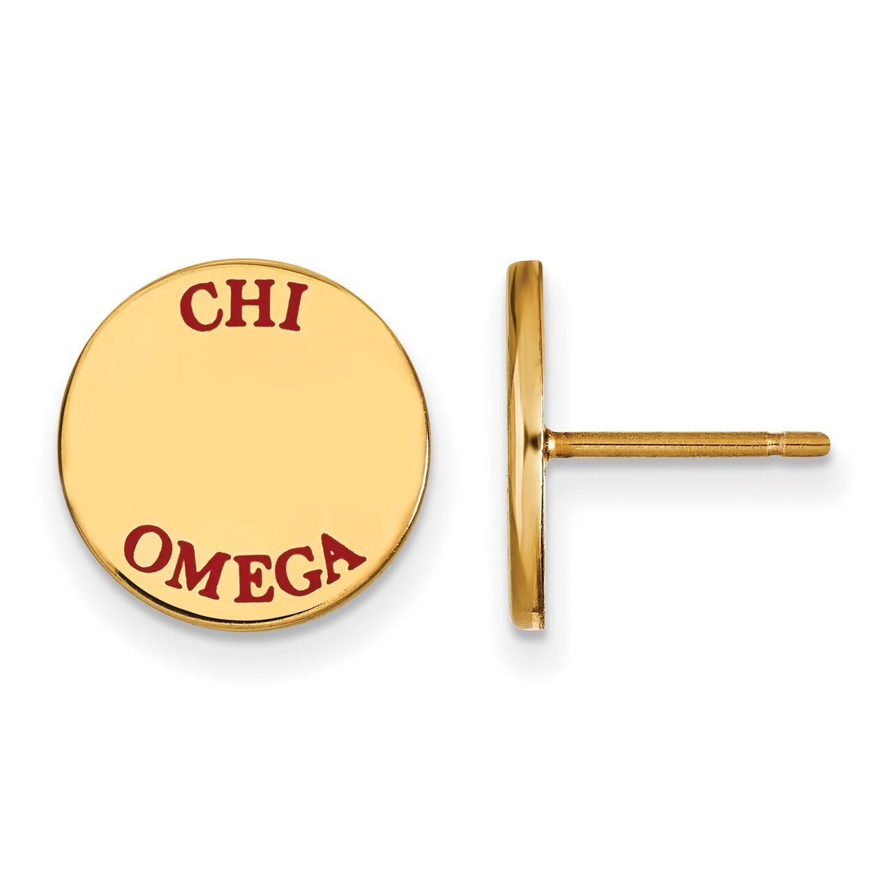 Chi Omega Enameled Post Earrings Gold-plated Silver GP020CHO, MPN: GP020CHO, 886774924663