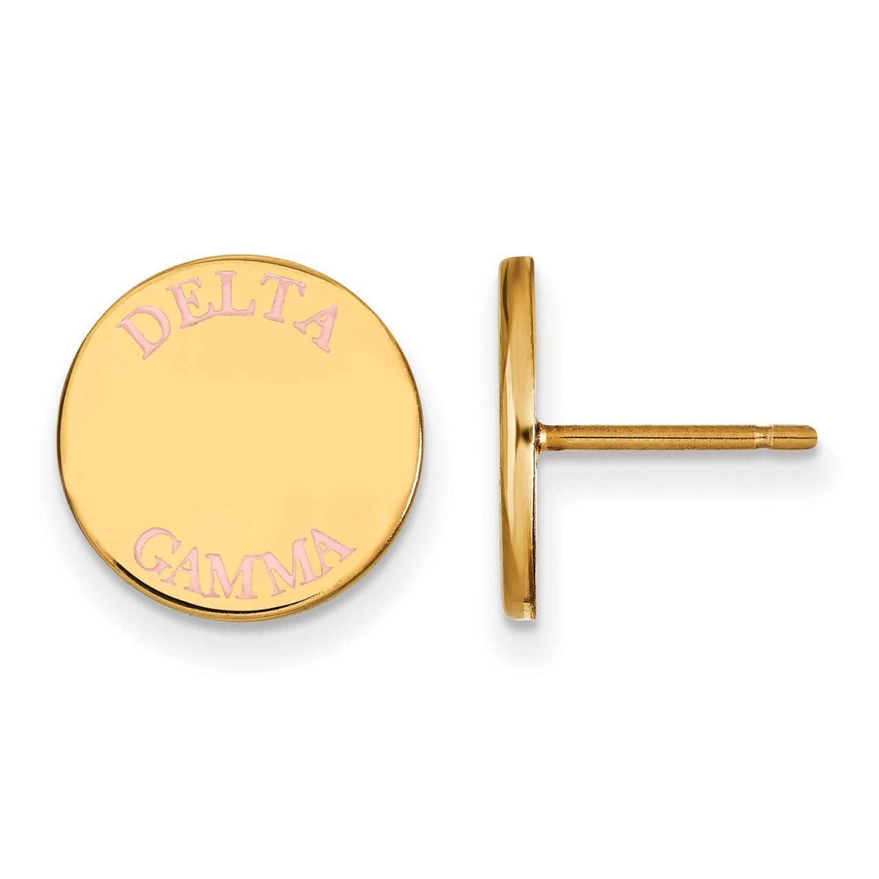 Delta Gamma Enameled Post Earrings Gold-plated Silver GP020DG, MPN: GP020DG, 886774924717