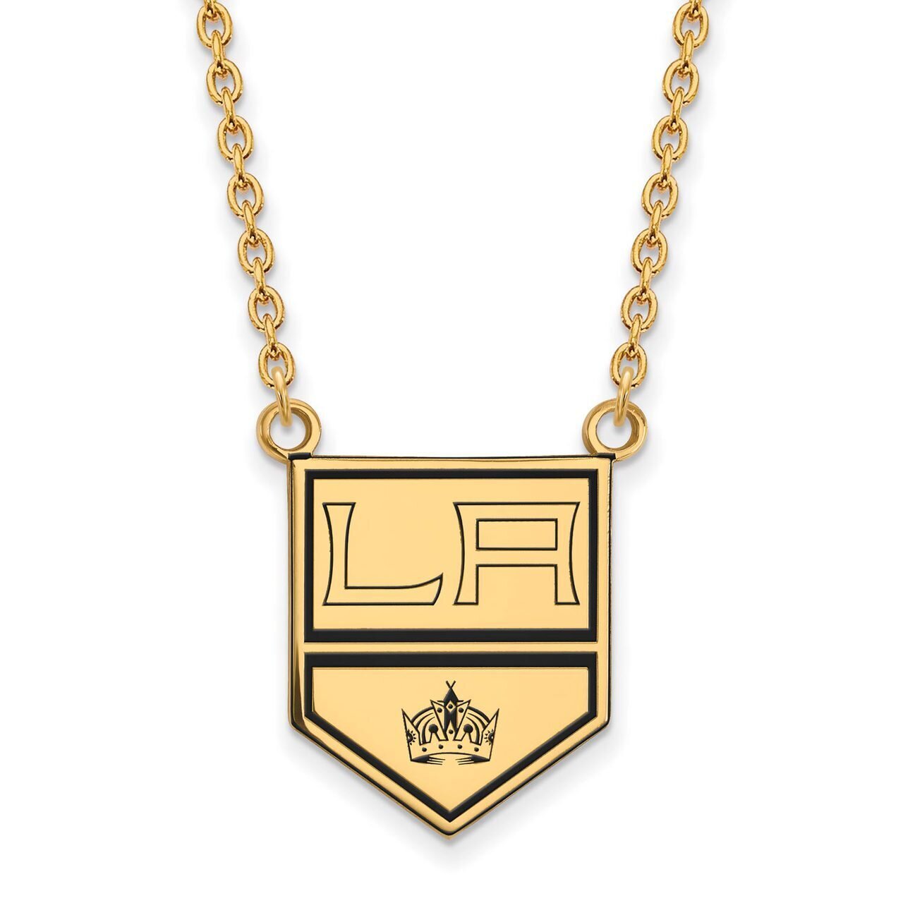Los Angeles Kings Large Enamel Pendant with Chain Necklace Gold-plated Silver GP020KIN-18