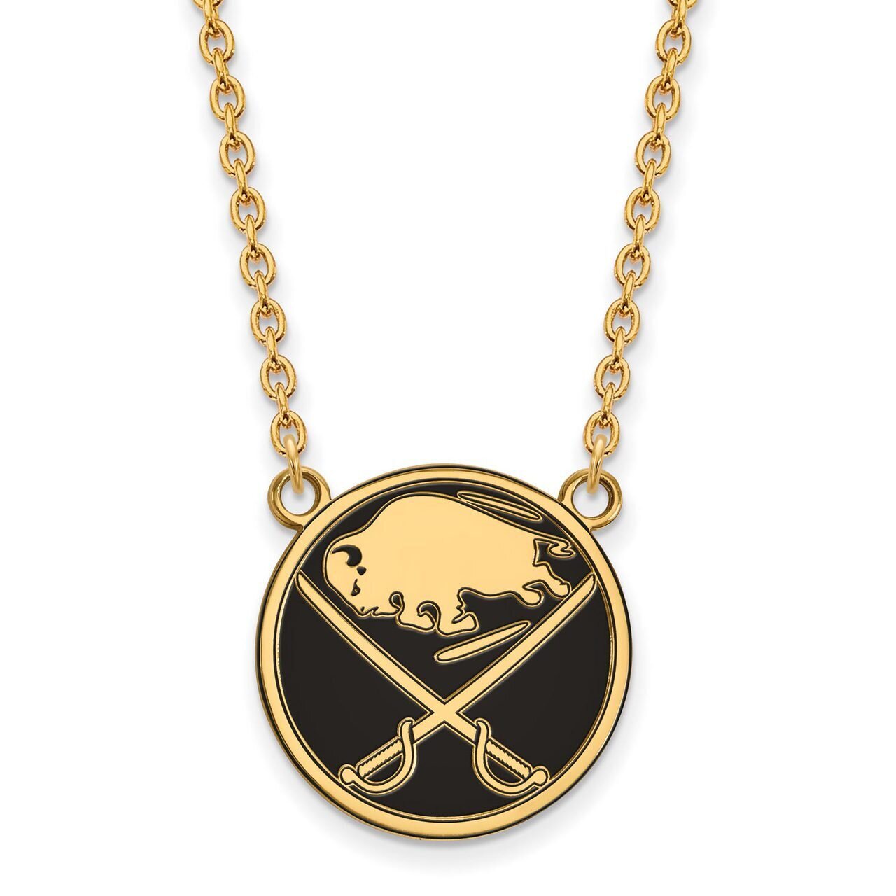 Buffalo Sabres Large Enamel Pendant with Chain Necklace Gold-plated Silver GP020SAB-18