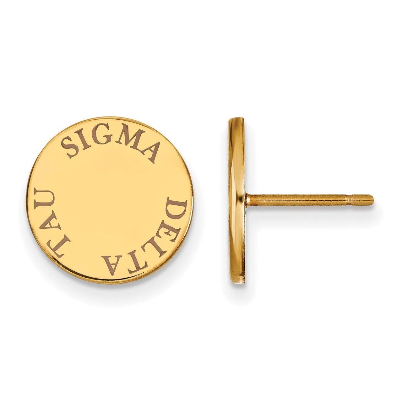 Sigma Delta Tau Enameled Post Earrings Gold-plated Silver GP020SDT
