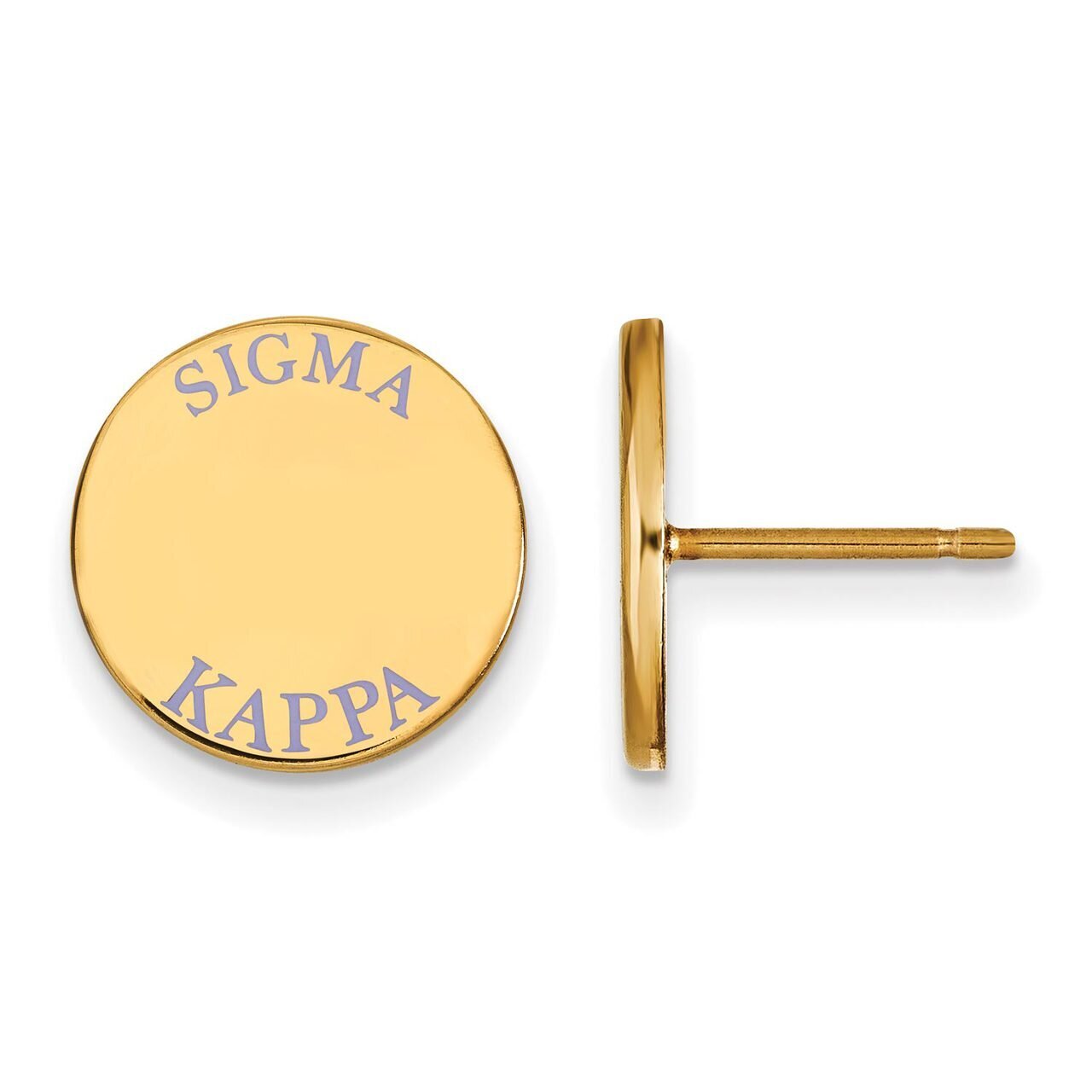 Sigma Kappa Enameled Post Earrings Gold-plated Silver GP020SKP, MPN: GP020SKP, 886774925233
