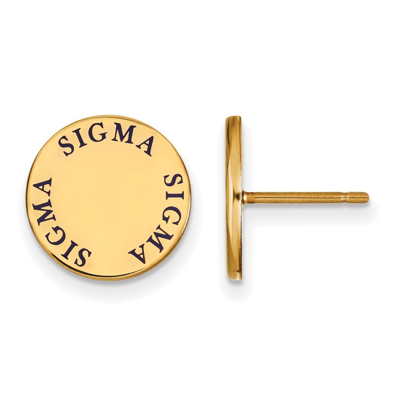 Sigma Sigma Sigma Enameled Post Earrings Gold-plated Silver GP020SSS