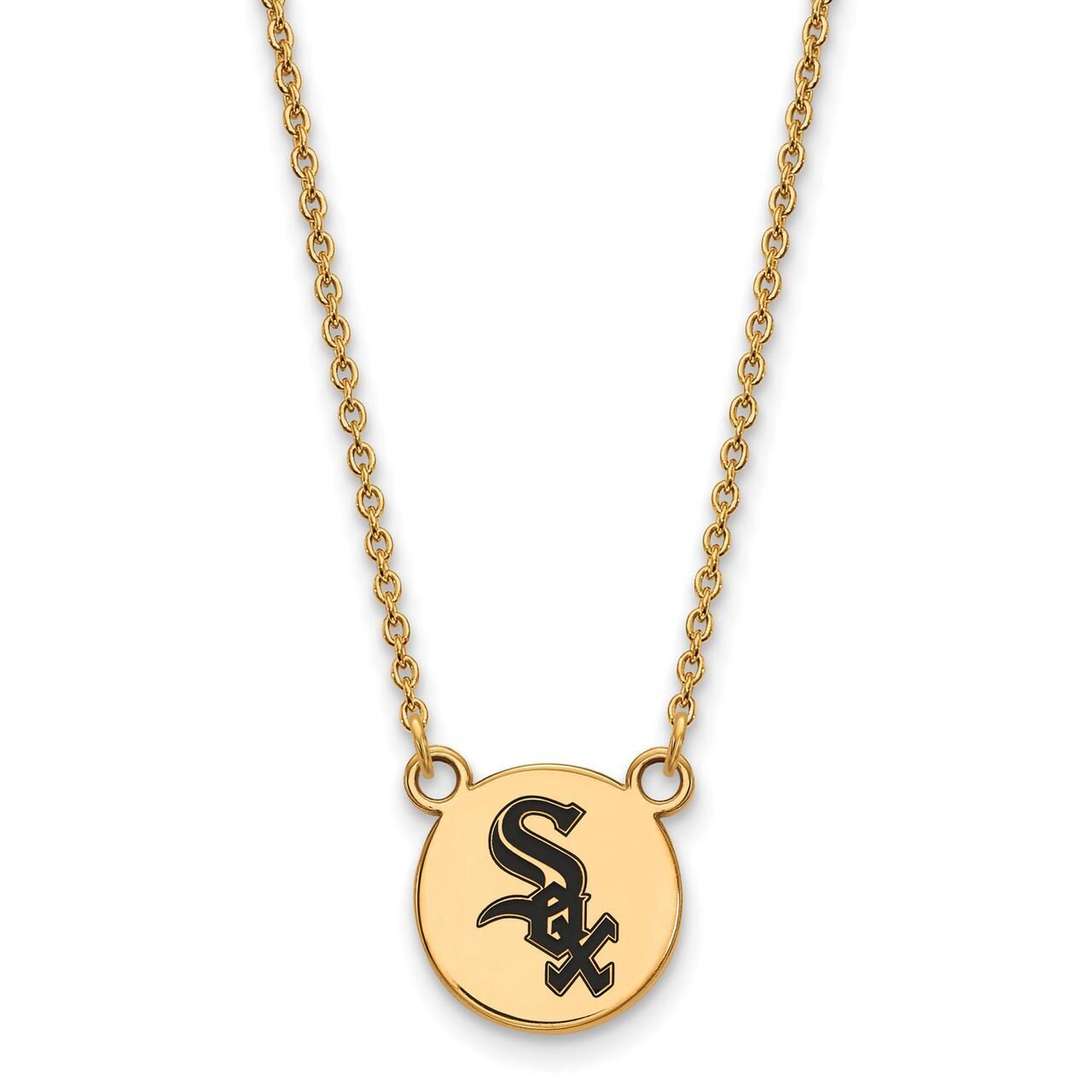 Chicago White Sox Small Enamel Disc Necklace Gold-plated Silver GP020WHI-18, MPN: GP020WHI-18, 8867…