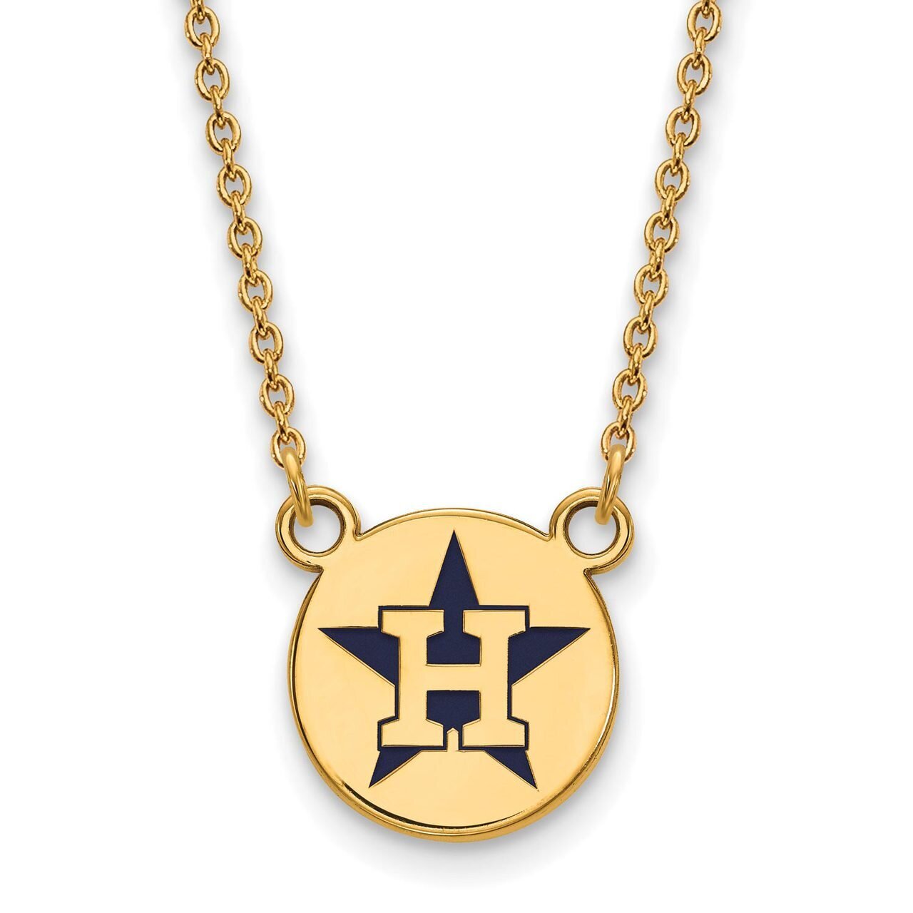 Houston Astros Small Enamel Disc Necklace Gold-plated Silver GP023AST-18