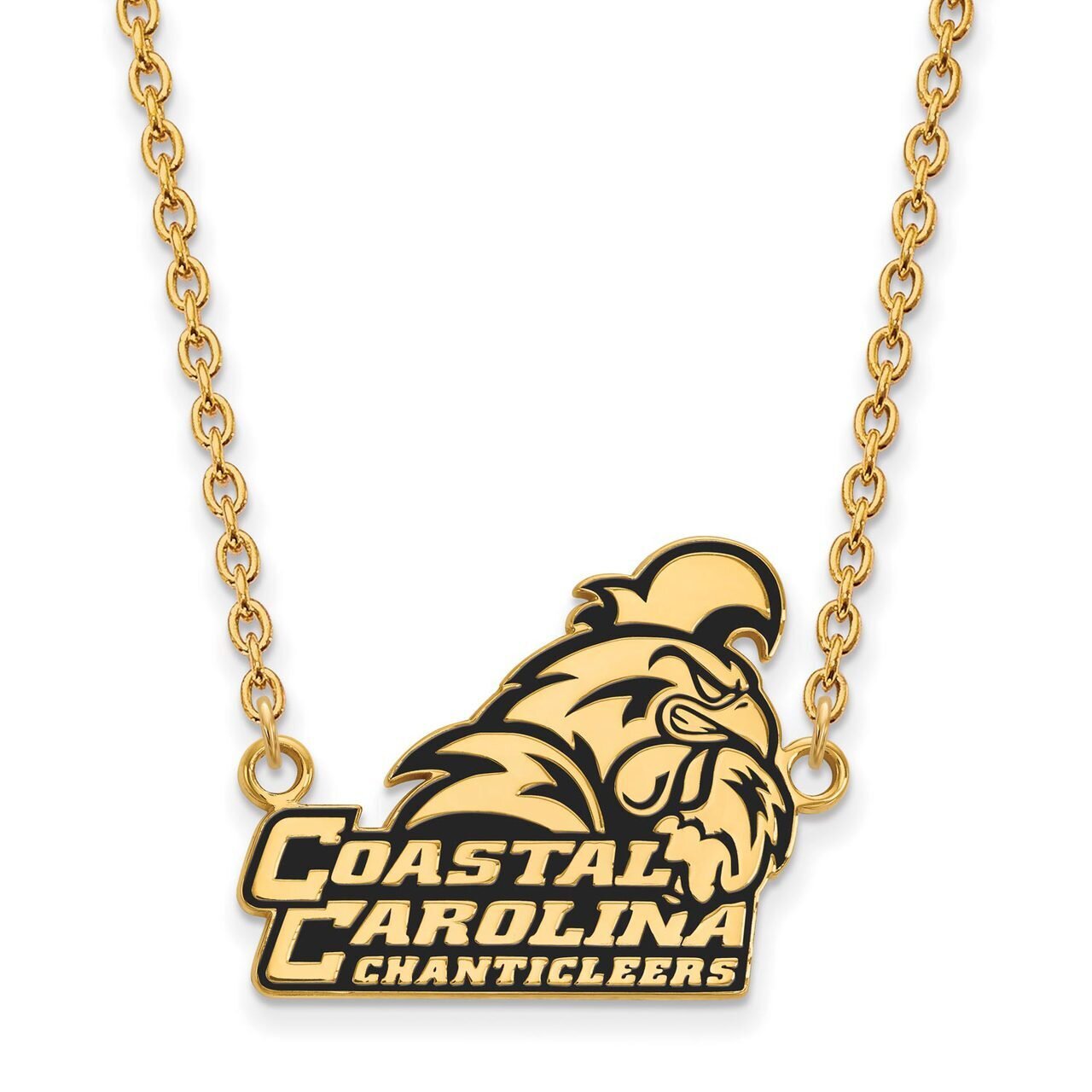 Coastal Carolina University Enamel Large Pendant with Chain Necklace Gold-plated Silver GP024CCU-18