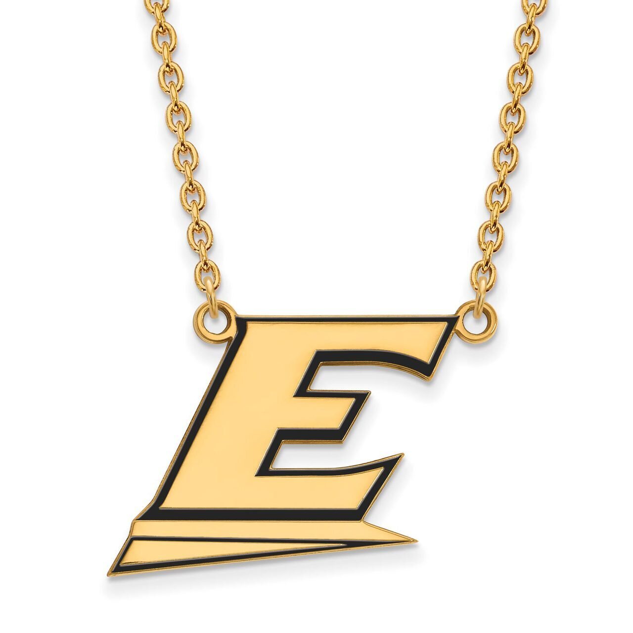 Eastern Kentucky University Large Enamel Pendant with Chain Necklace Gold-plated Silver GP024EKU-18